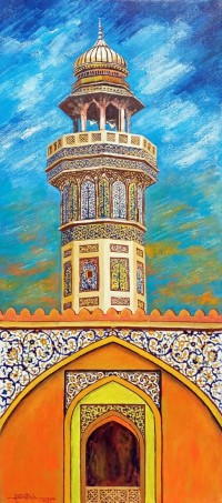 Anwer Sheikh, 12 x 36 Inch, Acrylic on Canvas, Cityscape Painting, AC-ANS-095